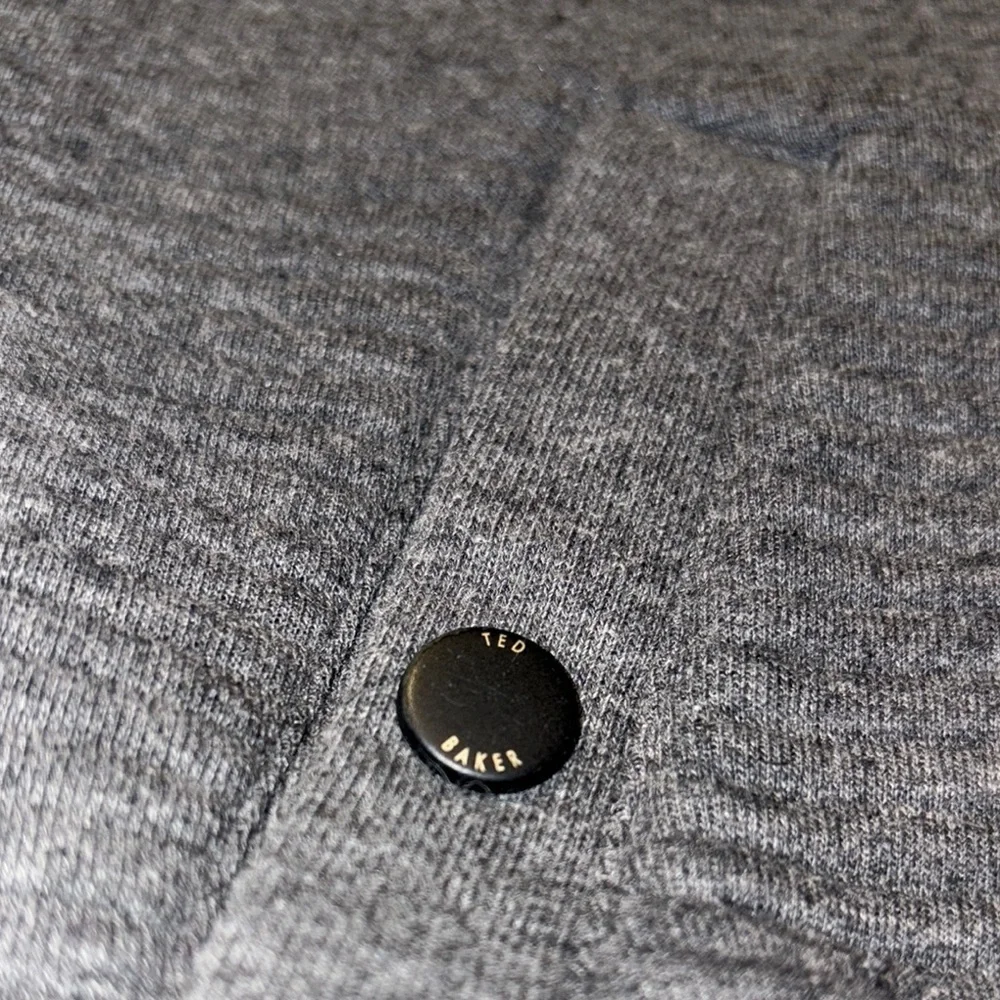 Gently Loved Gray & Burgandy  Zip-Up Sardin Quilted Jacket by Ted Baker London